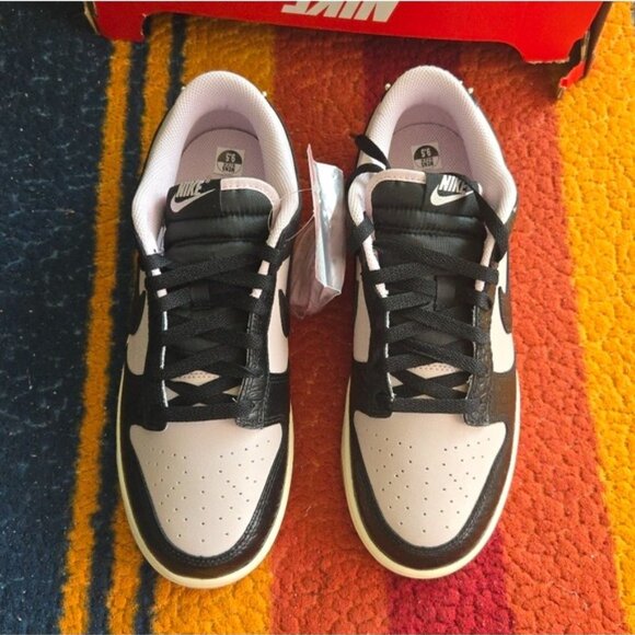 Nike Dunk Low Retro Men 9.5 Black And Pink Croc Pattern Leather New 112025 - Picture 2 of 12